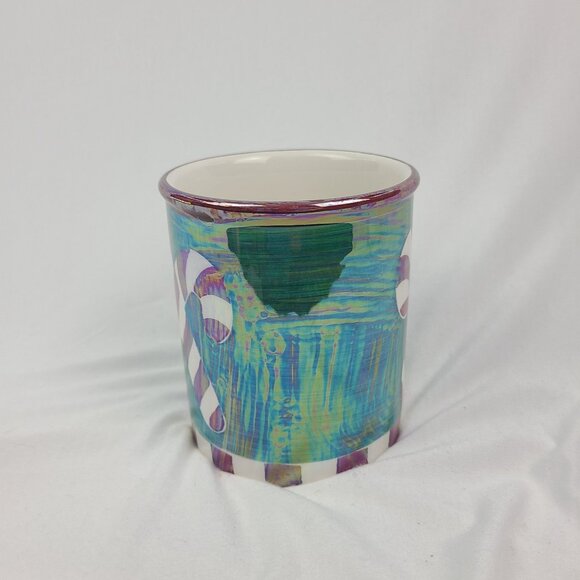 Caribou Coffee Green Iridescent Candy Can Mug NEW 14oz Christmas Holiday - Picture 2 of 9